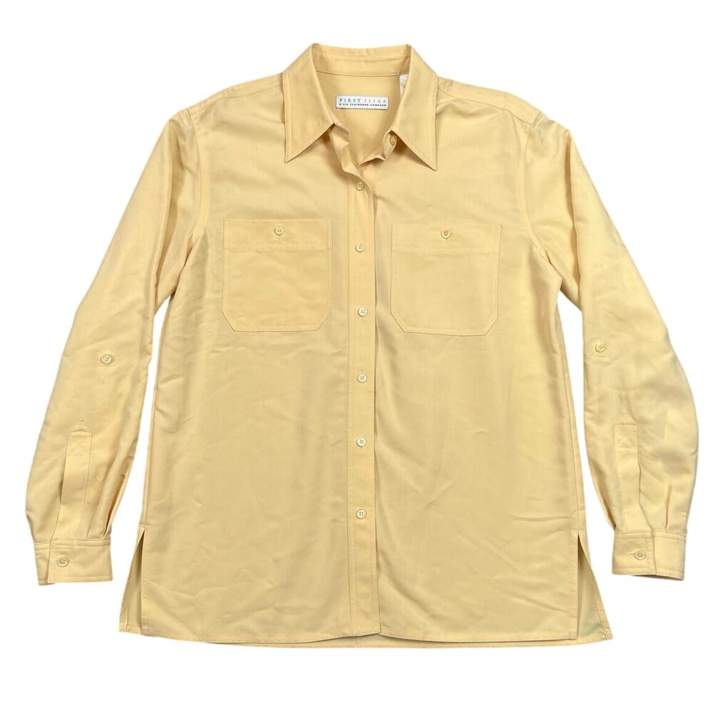 First Issue Liz Claiborne Button Down Shirt Yellow Utility Blouse - S